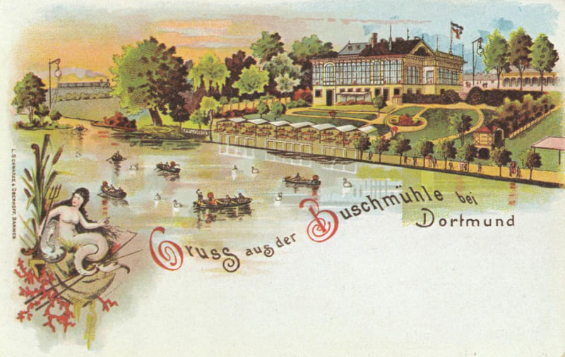 Die Dortmunder Buschmühle auf einer Ansichtskarte von 1899